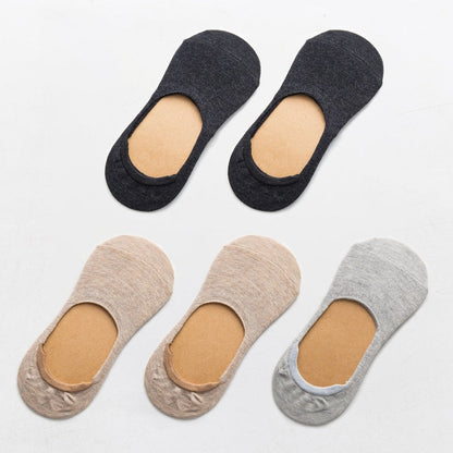 5 Pairs Spring Summer Women Socks Solid Color Fashion Wild Shallow Mouth Felmen Girls Female Invisible No Show Slipper Socks