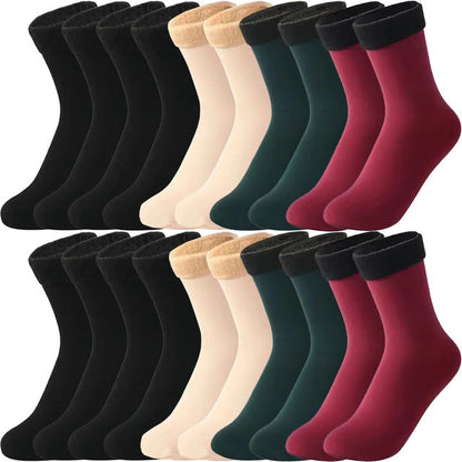 6/8/10Pairs/Lot Women/Men Winter Warm Thicken Thermal Socks Wool Cashmere Snow Black Skin Seamless Velvet Soft Boots Sock Lot